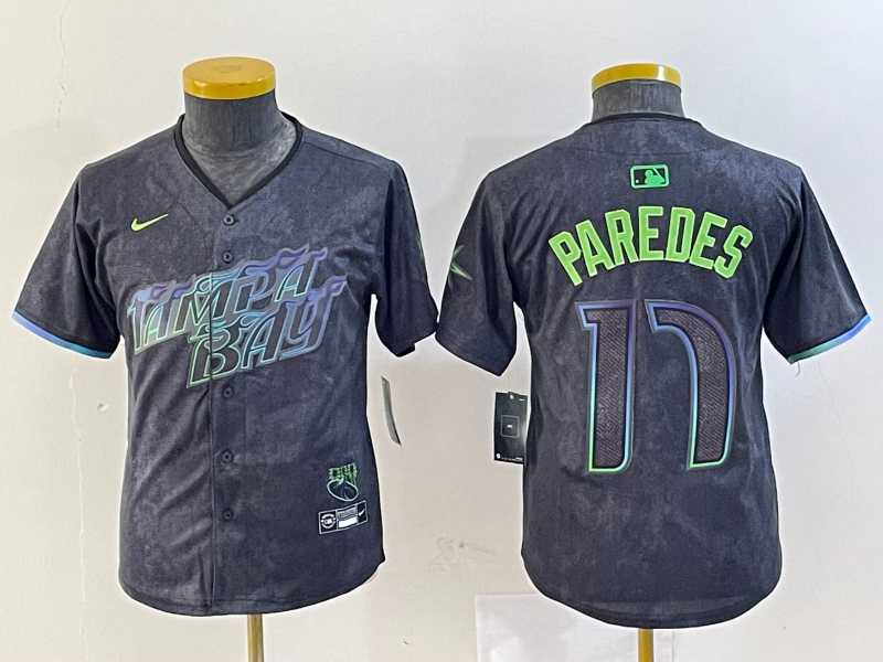 Youth Tampa Bay Rays #17 Isaac Paredes Charcoal 2024 City Connect Limited Cool Base Jersey->mlb youth jerseys->MLB Jersey
